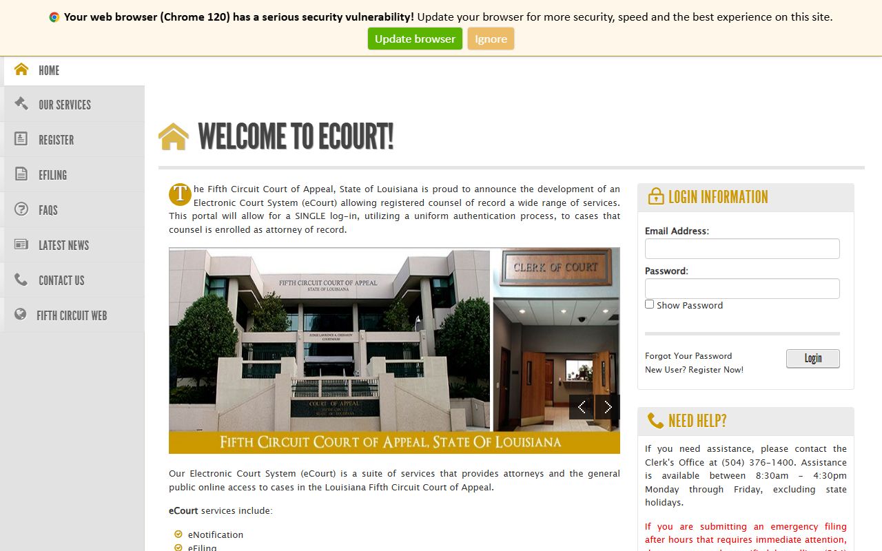 Jefferson Parish County court dockets Fifth Circuit eCourt portal