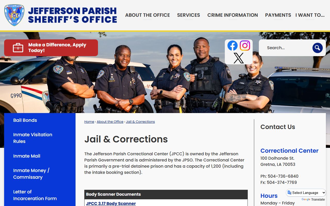 Jefferson Parish jail records and corrections information