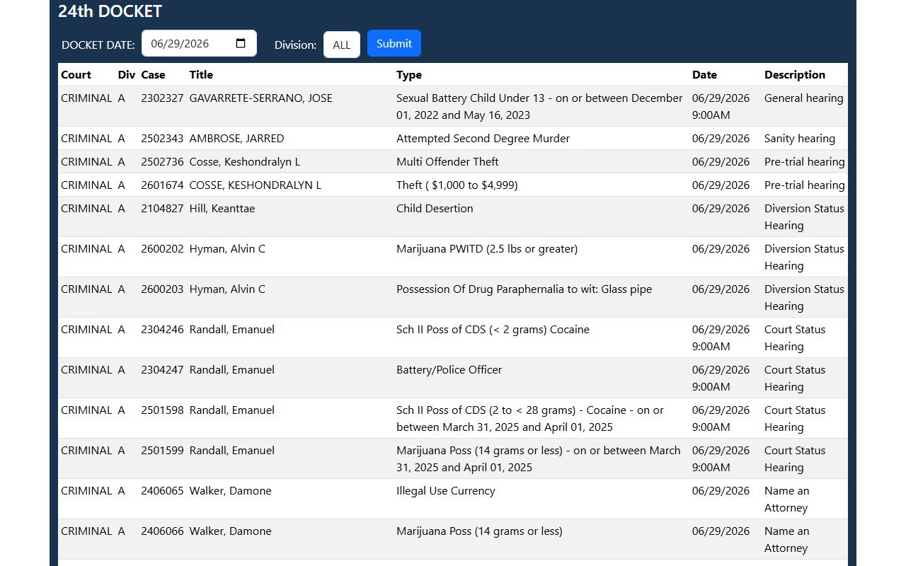 Jefferson Parish court records public docket search