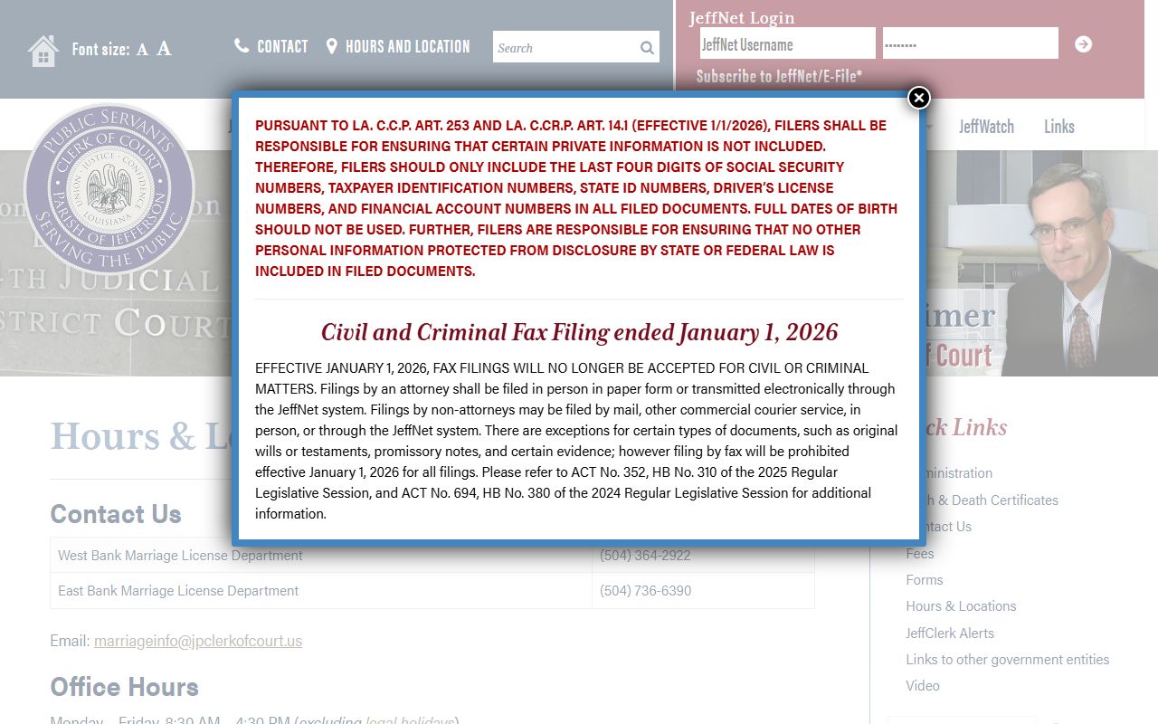 Jefferson Parish marriage records marriage passport hours and locations