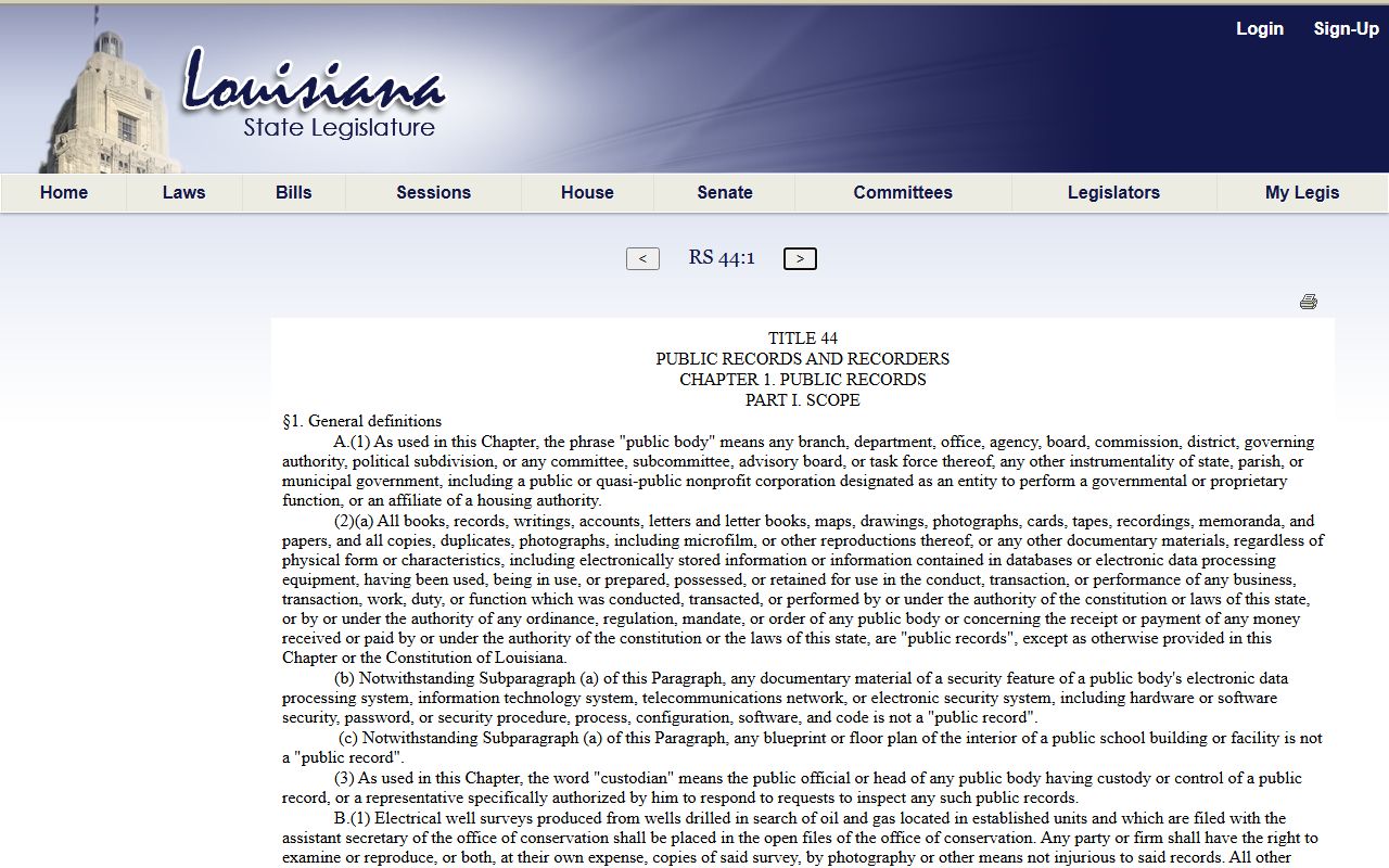 Jefferson Parish probate records Louisiana public records definition statute
