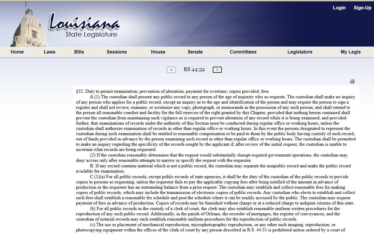Jefferson Parish probate records Louisiana record custodian duties statute