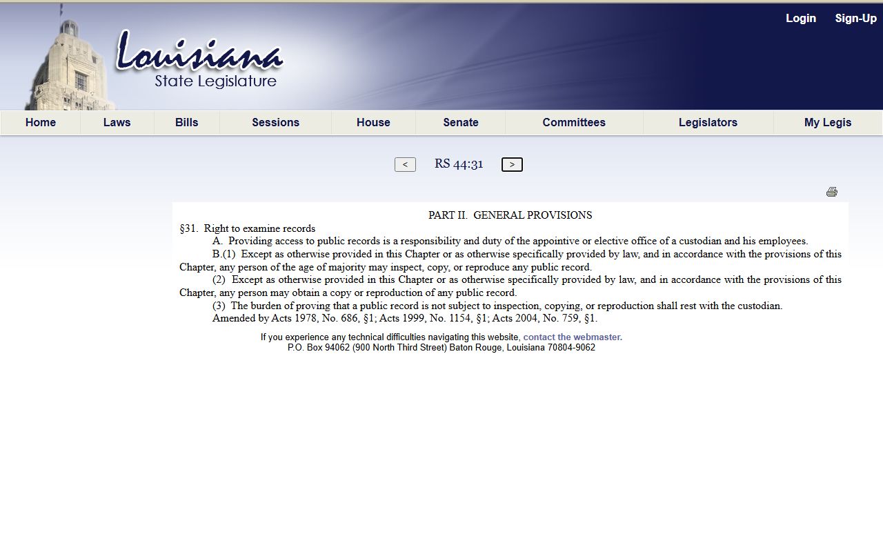 Jefferson Parish probate records Louisiana right to examine public records statute