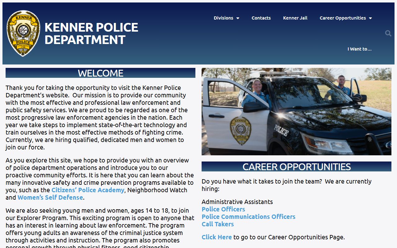 Jefferson Parish warrant records Kenner Police Department official site